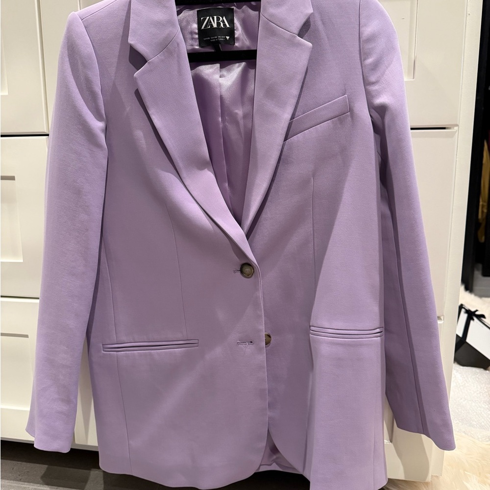 Zara Lavender Single-Breasted Blazer